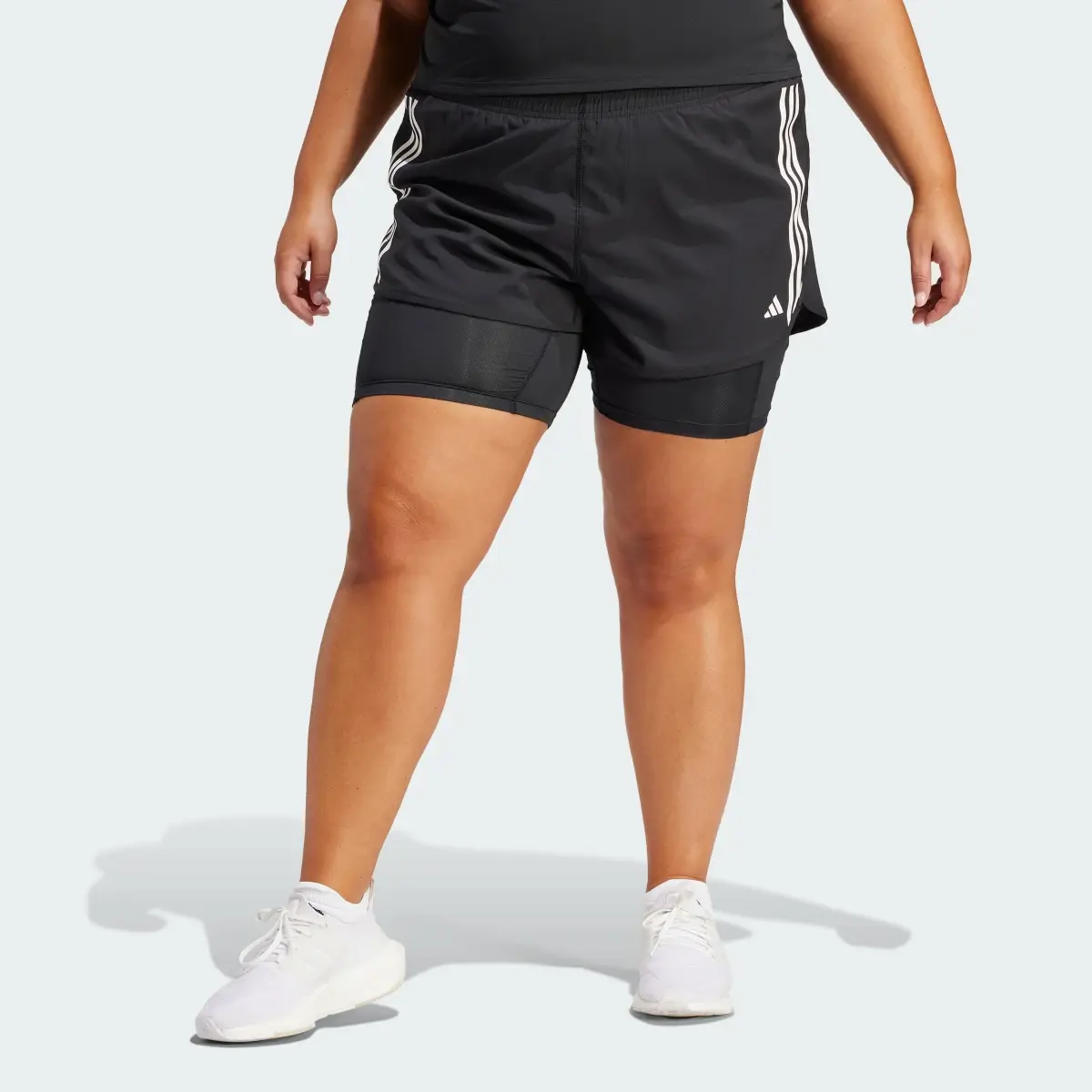 Adidas Own the Run 3-Stripes 2-in-1 Shorts. 1