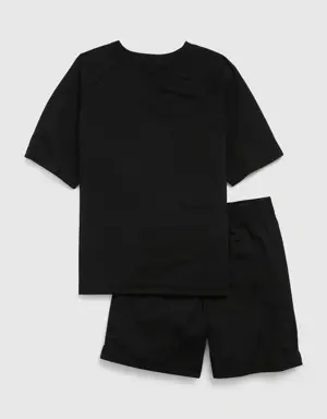 Kids Recycled PJ Shorts Set black