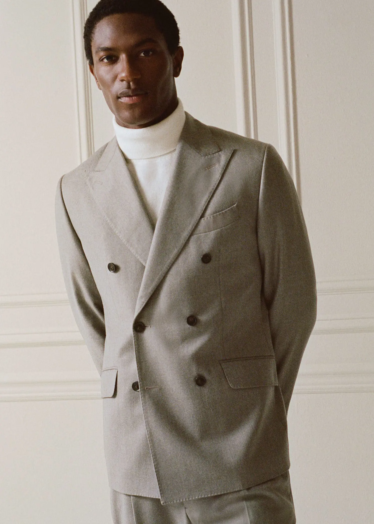 Mango Virgin wool double-breasted suit jacket. 1