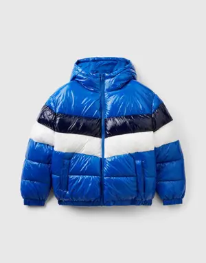 oversized fit color block padded jacket