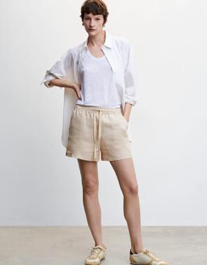 Mango Linen shorts with drawstring