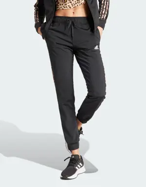 Adidas Essentials Animal Print Tricot 3-Stripes Slim Tapered Track Pants