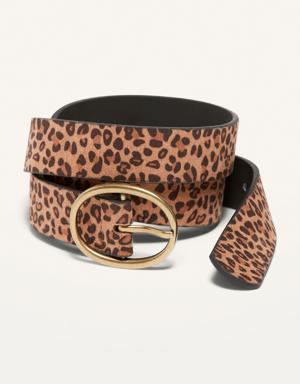 Leopard-Print Velvet O-Ring Belt For Women (1.25-Inch) multi