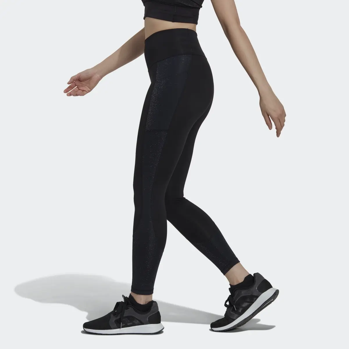 Adidas Optime Training Shiny Full Length Leggings. 2