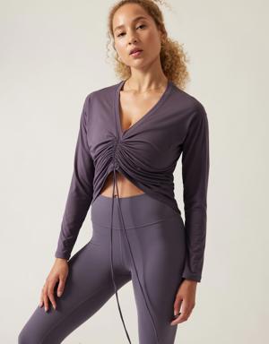 Crossover Ruched Top purple