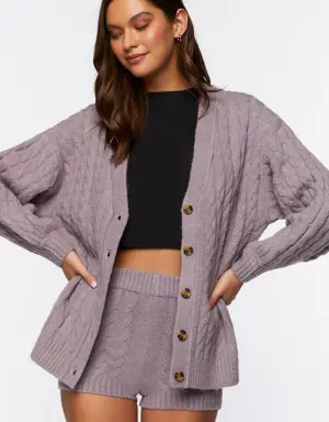 Forever 21 Cable Knit Cardigan Sweater Grey