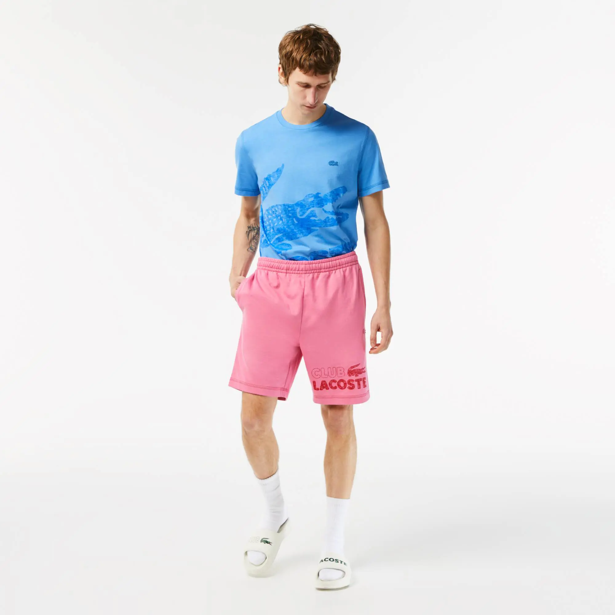 Lacoste Men’s Regular Fit Contrast Branding Fleece Shorts. 1