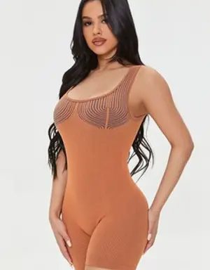 Forever 21 Seamless Contrast Striped Romper Tan/Brown