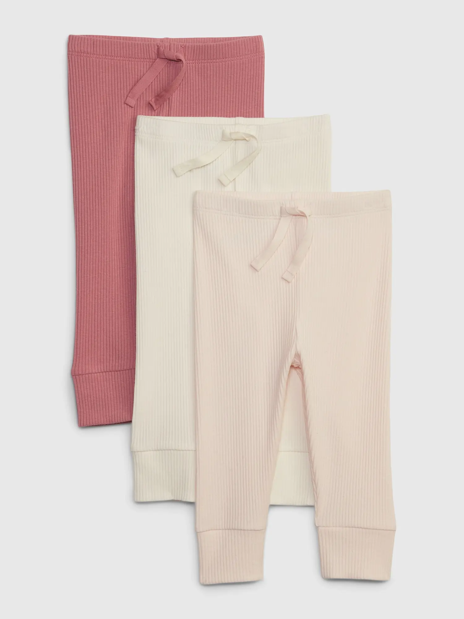 Gap Baby First Favorites TinyRib Pants (3-Pack) pink. 1