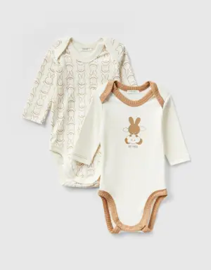 two long sleeve bodysuits in organic cotton