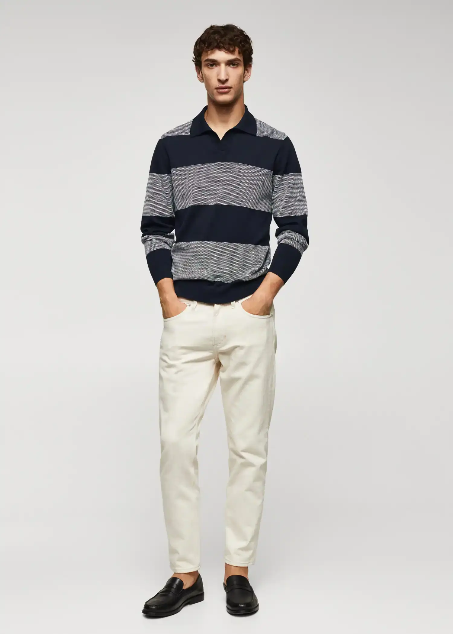 Mango Striped fine-knit polo shirt. 2
