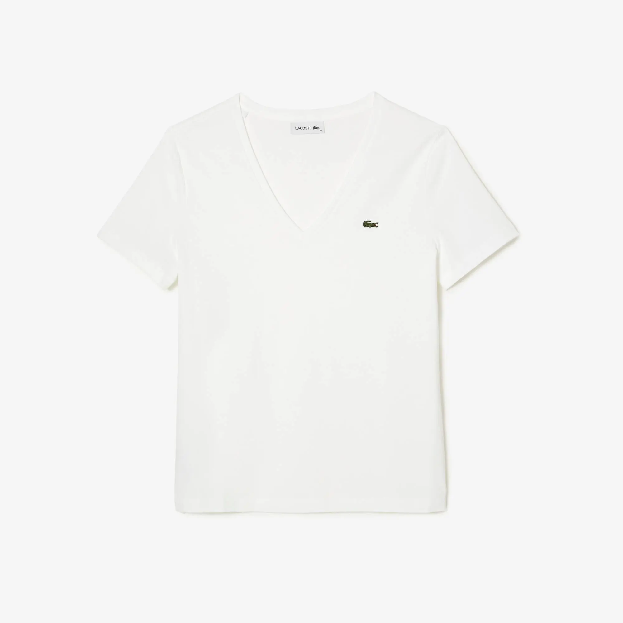 Lacoste Women’s V-neck Loose Fit Cotton T-shirt. 2