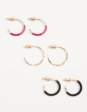 Gold-Plated Hoop Earrings Variety 3-Pack for Women gold