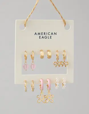 American Eagle O Rosette Hoop Earrings 6-Pack. 1