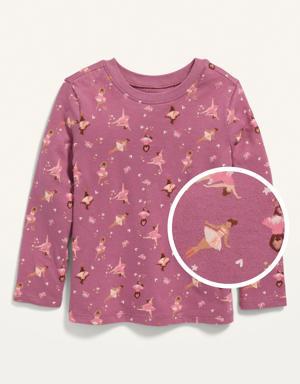 Old Navy Unisex Long-Sleeve Printed T-Shirt for Toddler pink