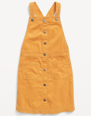 Corduroy Pinafore Overall Dress for Girls gold