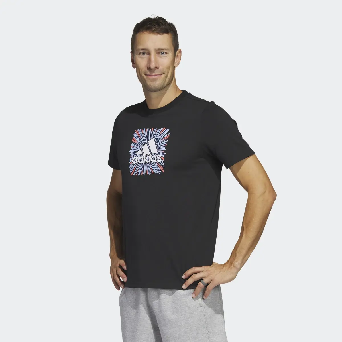 Adidas Sport Optimist Sun Logo Sportswear Graphic Tee (Short Sleeve). 2