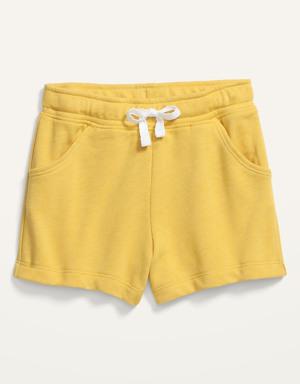 Functional-Drawstring French Terry Pull-On Shorts for Toddler Girls