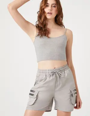 Forever 21 Drawstring Cargo Shorts Silver