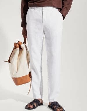 Mango Slim-fit 100% linen trousers