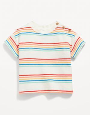 Unisex Printed Buttoned-Shoulder Textured-Knit T-Shirt for Baby multi