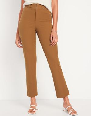High-Waisted Pixie Straight Ankle Pants for Women brown