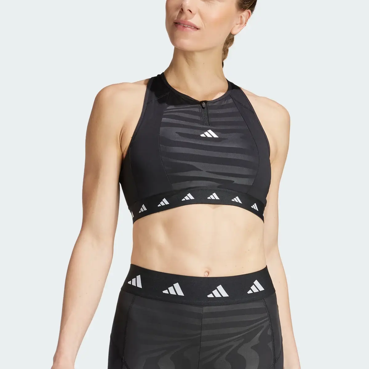 Adidas Brassière de training zippée col montant Techfit PowerImpact Maintien moyen. 1