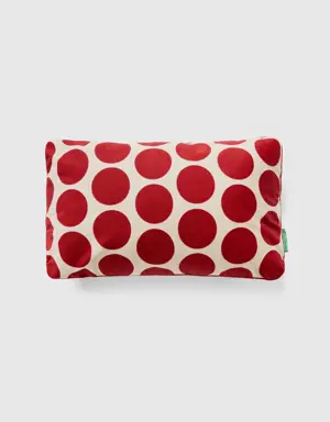 rectangular pillow with red polka dots