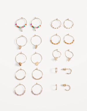 Gold-Toned Variety Earrings 10-Pack for Women yellow
