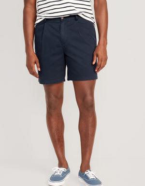 Old Navy Slim Built-In Flex Ultimate Chino Pleated Shorts for Men -- 7-inch inseam blue