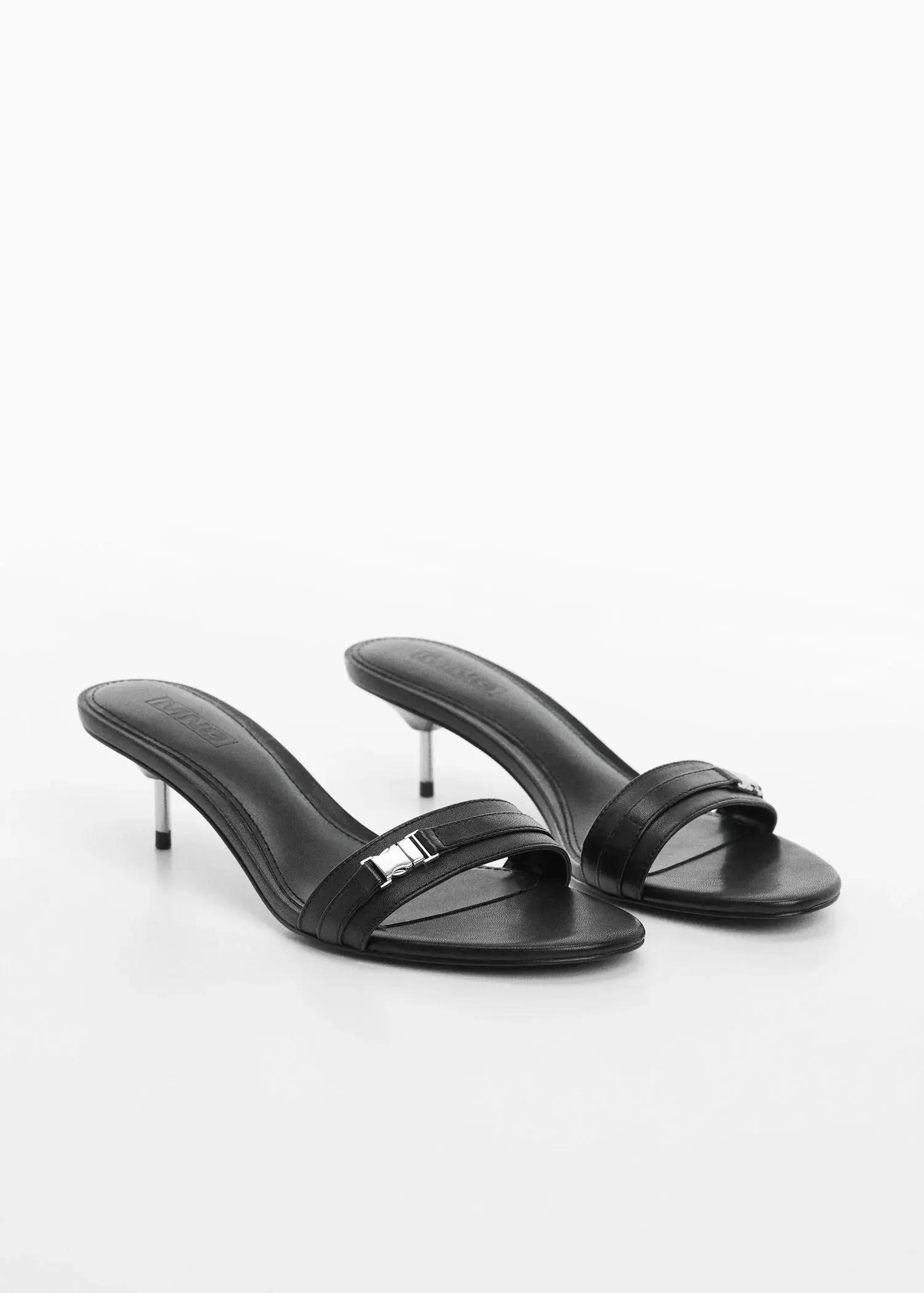 Mango Leather sandals with metallic heel. 3