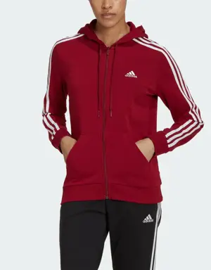 Essentials Single Jersey 3-Stripes Full-Zip Kapüşonlu Üst