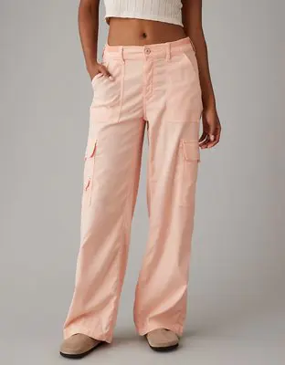 American Eagle Dreamy Drape Stretch Cargo Super High-Waisted Baggy Wide-Leg Pant. 1