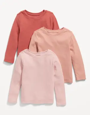 Unisex Thermal-Knit Long-Sleeve T-Shirt 3-Pack for Toddler pink