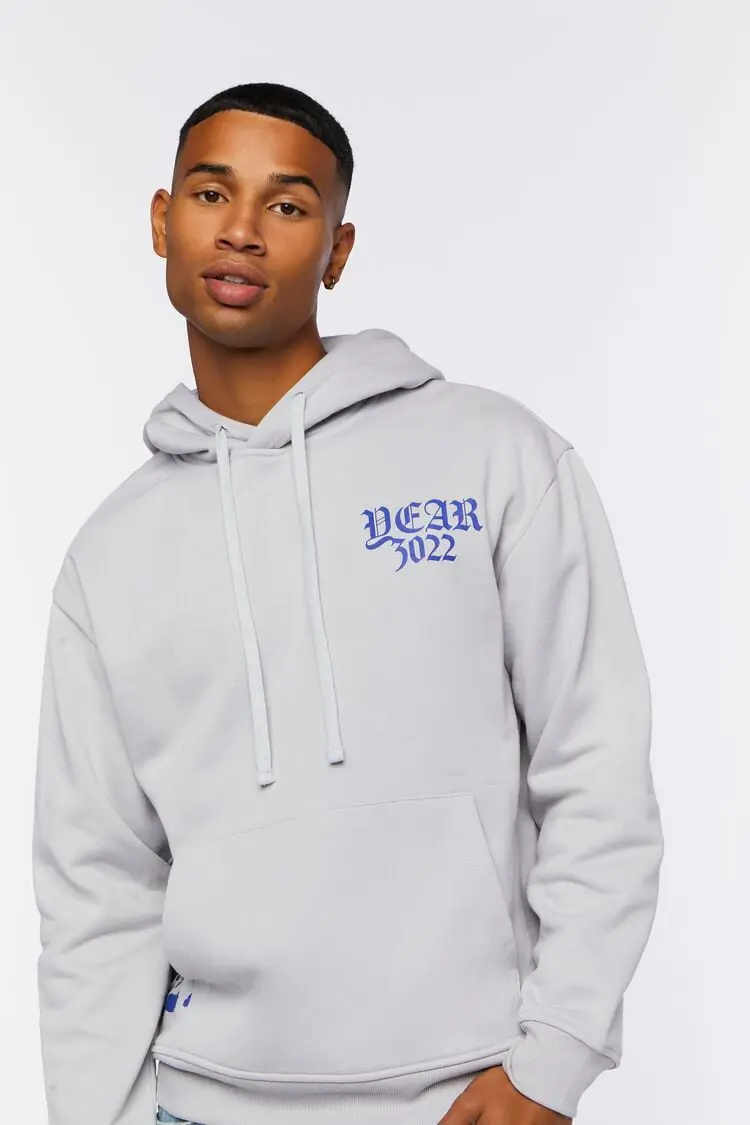 Forever 21 Forever 21 Dear 3022 Graphic Hoodie Grey/Blue. 1