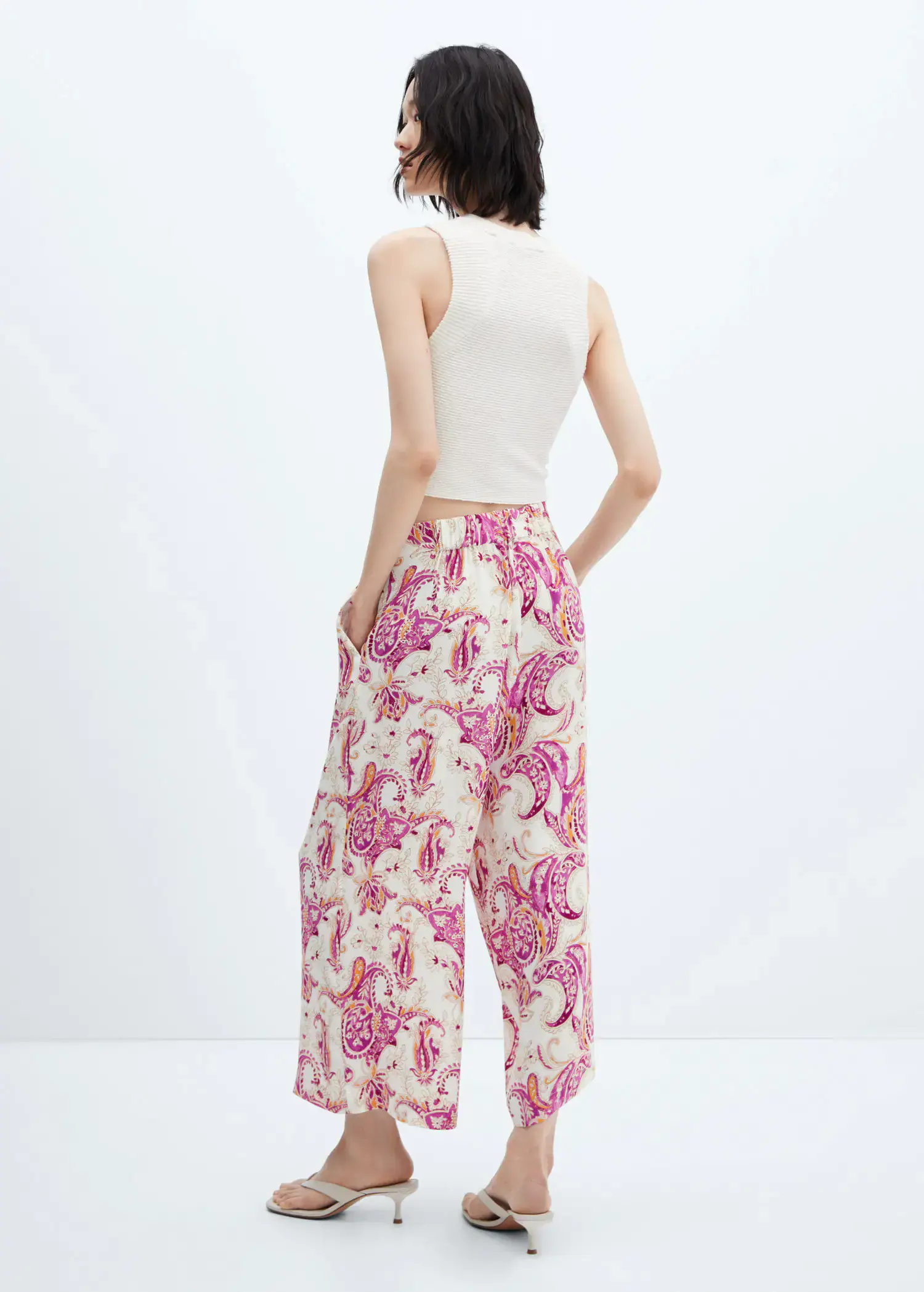Mango Oriental print culotte trousers. 3