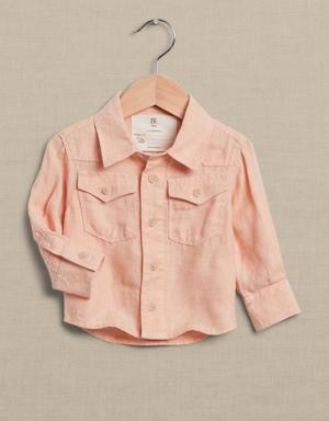 The Linen Western Shirt for Baby + Toddler orange