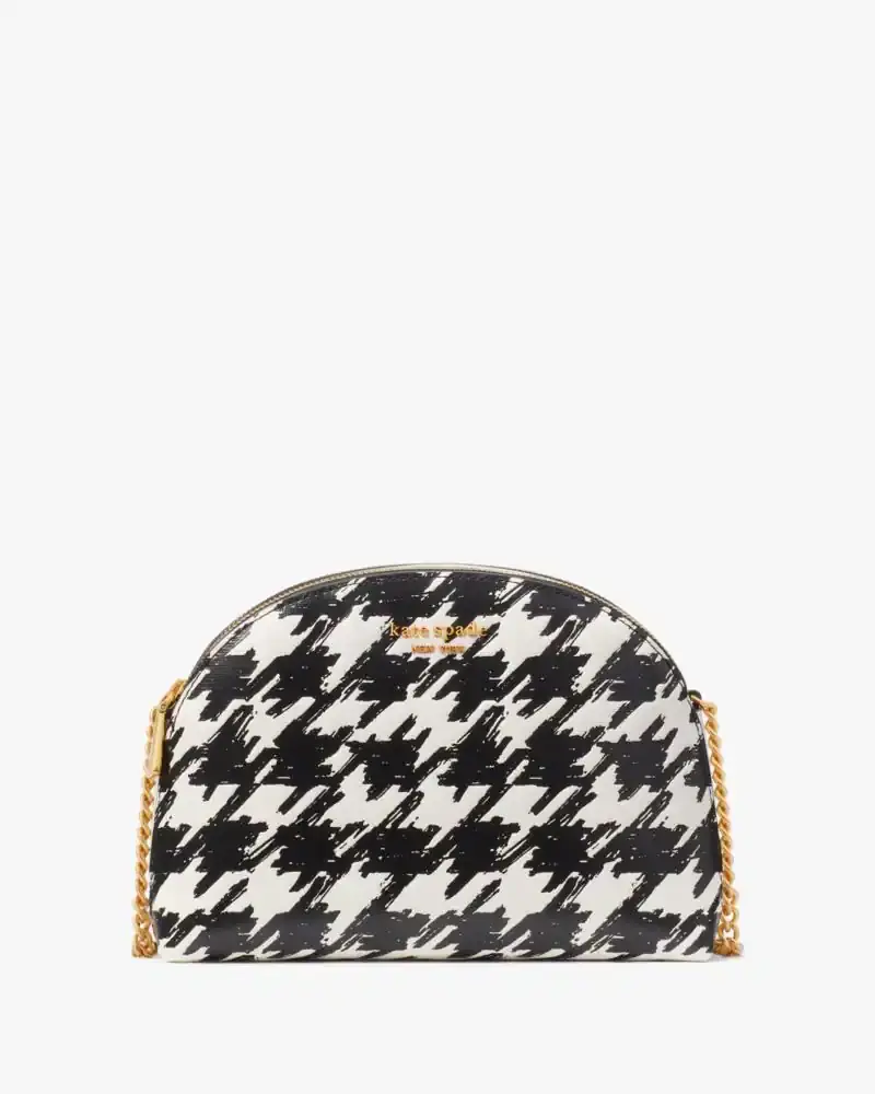 Kate Spade Morgan Painterly Houndstooth Double-zip Dome Crossbody. 1