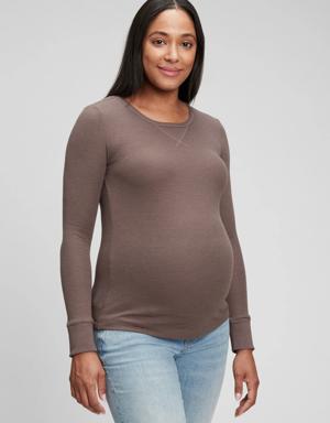 Gap Maternity Waffle Crewneck T-Shirt brown