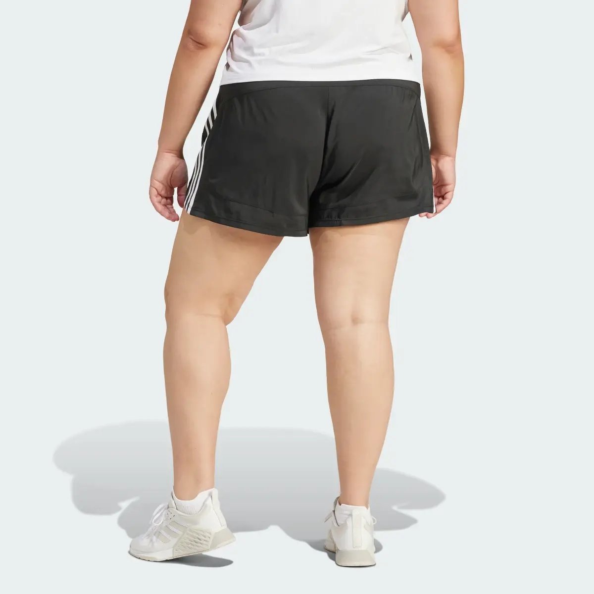 Adidas Pacer Training 3-Stripes Woven High-Rise Shorts (Plus Size). 2