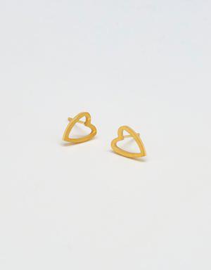 Gold Heart Outline Stud Earrings gold