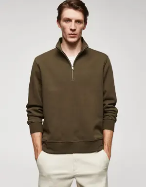 Mango Cotton sweatshirt with zip neck