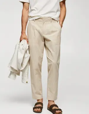 Cotton-linen seersucker pants