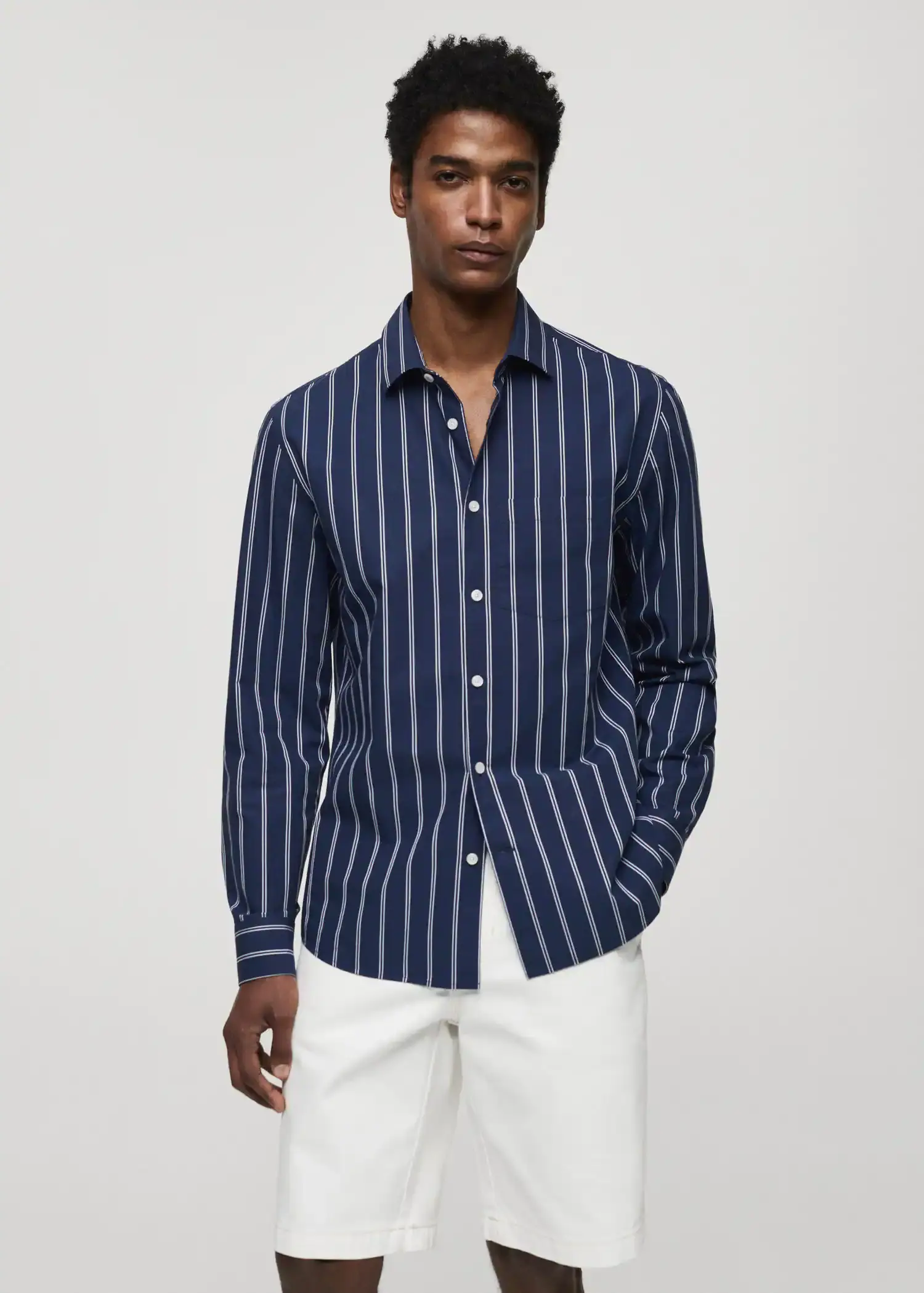 Mango Classic fit striped cotton shirt. 1