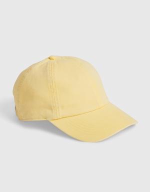 100% Organic Cotton Washed Baseball Hat yellow