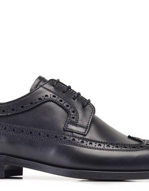 Hakiki Deri Siyah Klasik Bağcıklı Kösele Erkek Ayakkabı -8789-
