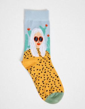 Blonde Art Soket Çorap Desenli