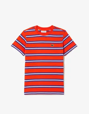 Lacoste Camiseta infantil Lacoste punto de algodón con estampado de rayas