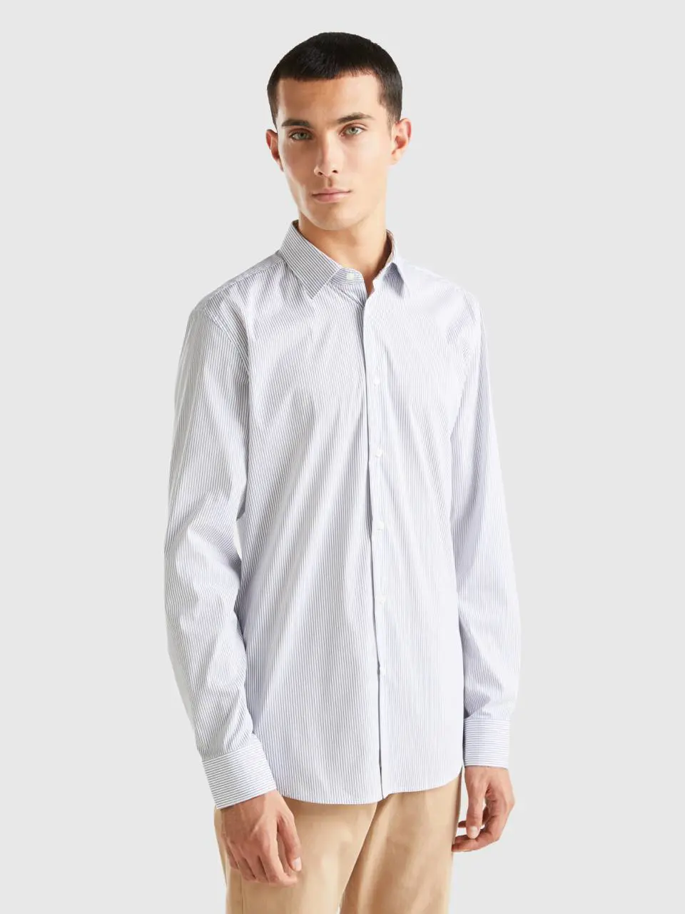 Benetton slim fit shirt in stretch cotton blend. 1