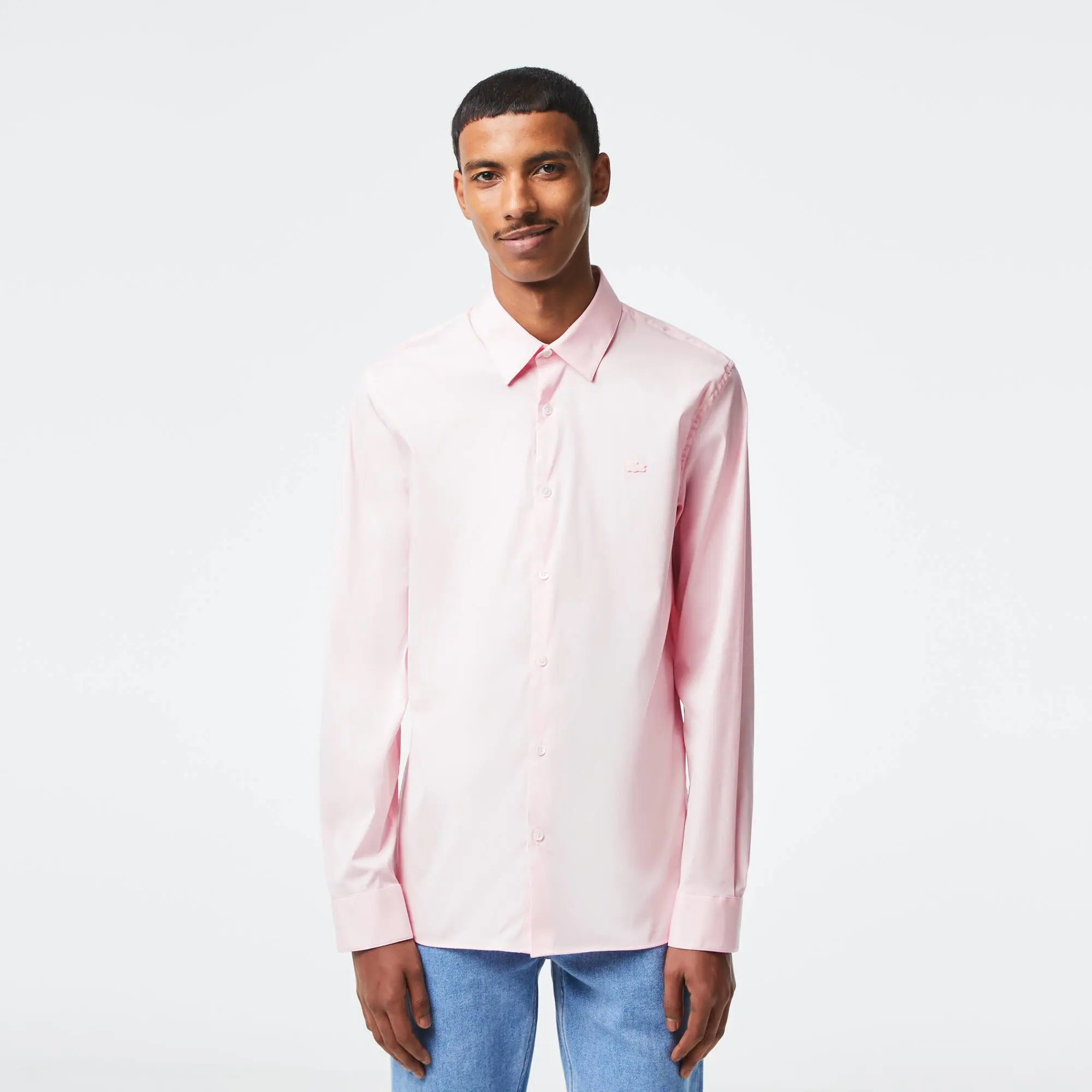 Lacoste Men's Slim Fit French Collar Cotton Poplin Shirt. 1